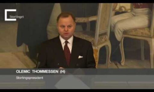 Her glipper stortingspresident Olemic Thommessen i debuten
