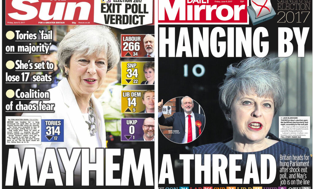 - May henger i en tynn tråd. Dette skriver britiske aviser om valgsjokket
