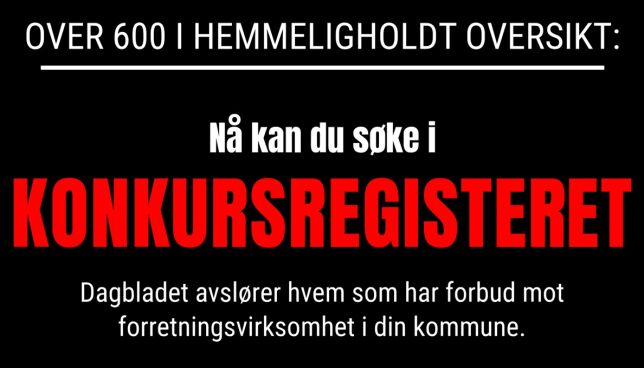 Sjekk hvem i din kommune som står i KONKURS-REGISTERET
